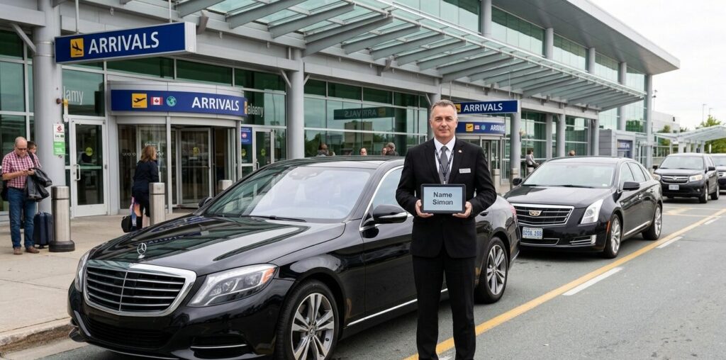 Professional airport taxi Halifax NS service waiting for passengers at YHZ.